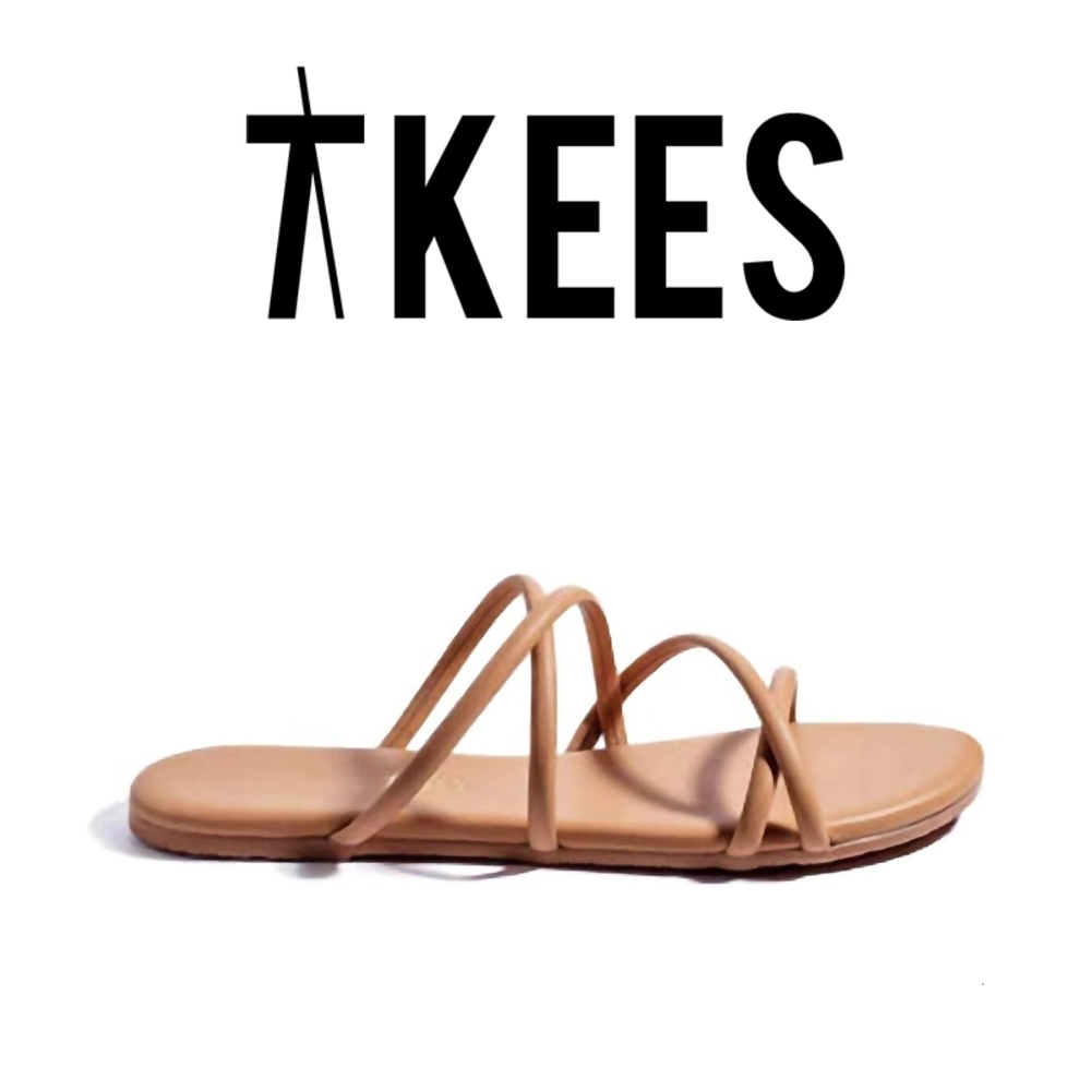 TKEES Tan Strappy Slide Sandals